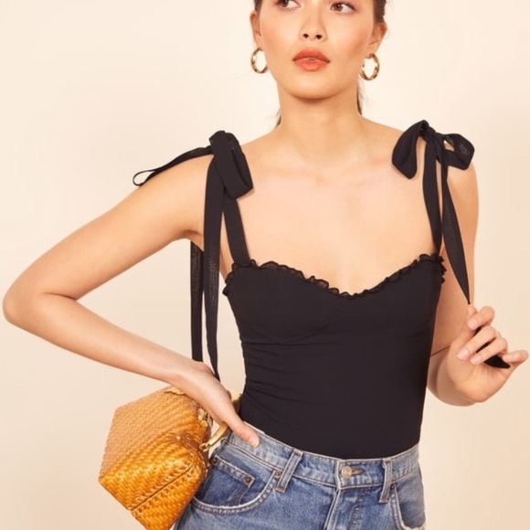 Reformation Tops - NEW Reformation Blanca Ruffle Tie Strap Sweetheart Neck Smocked Top Size 4